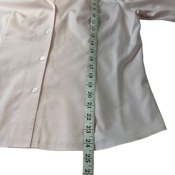 Anne Klein Pink Poplin Button Front Shirt, Large - Picture 6 of 9